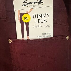 Seven7 Women's Dark Red Skinny Jeans